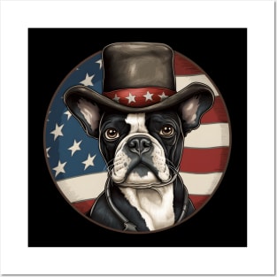 Patriotic Boston Terrier Posters and Art